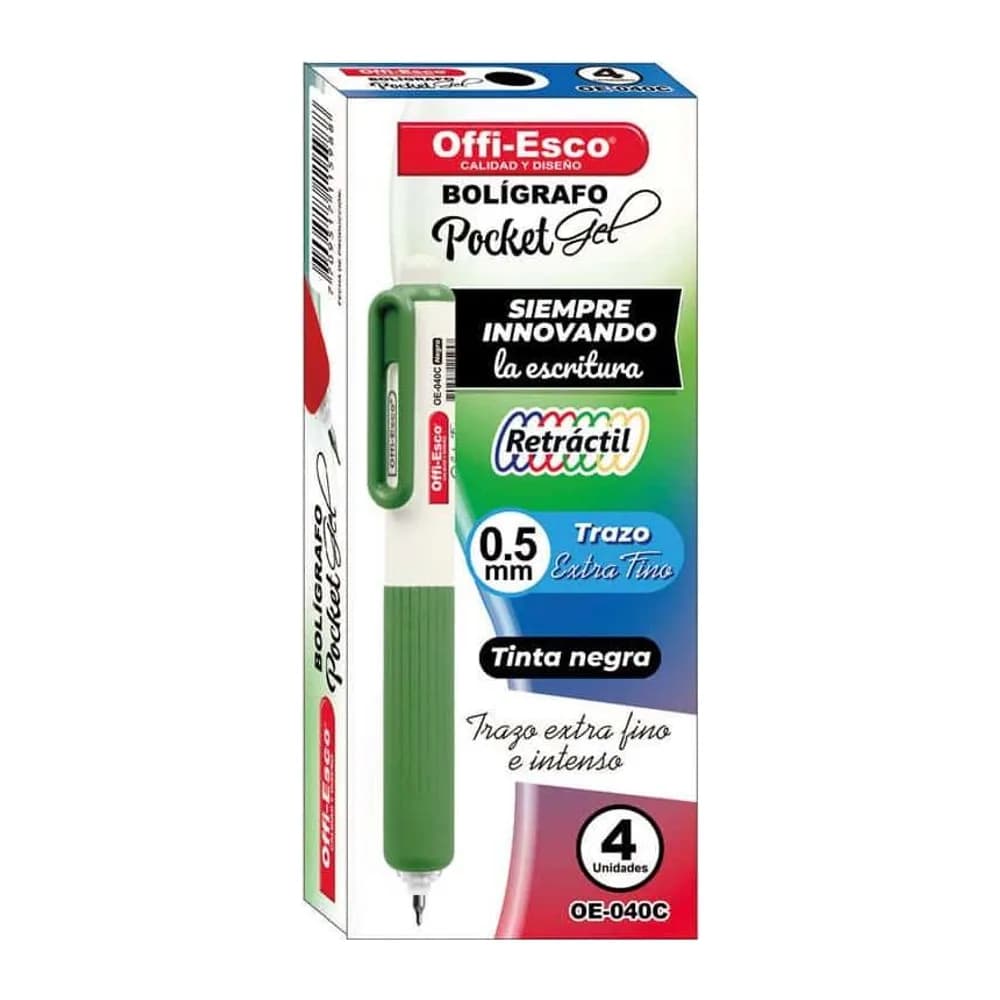 Bolígrafo gel 0.5 m retráctil TRAZO EXTRA FINO OE-040C Offi-Esco