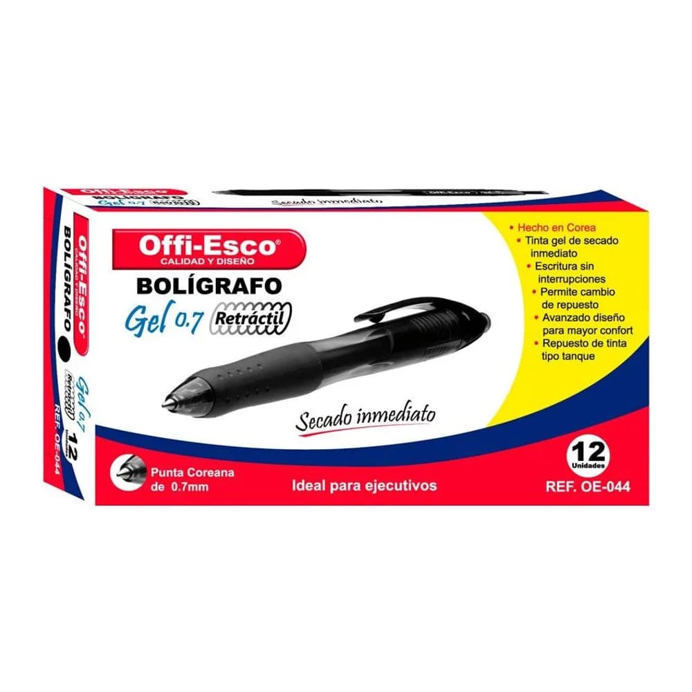 Bolígrafo gel 0.7 m retráctil Offi-Esco