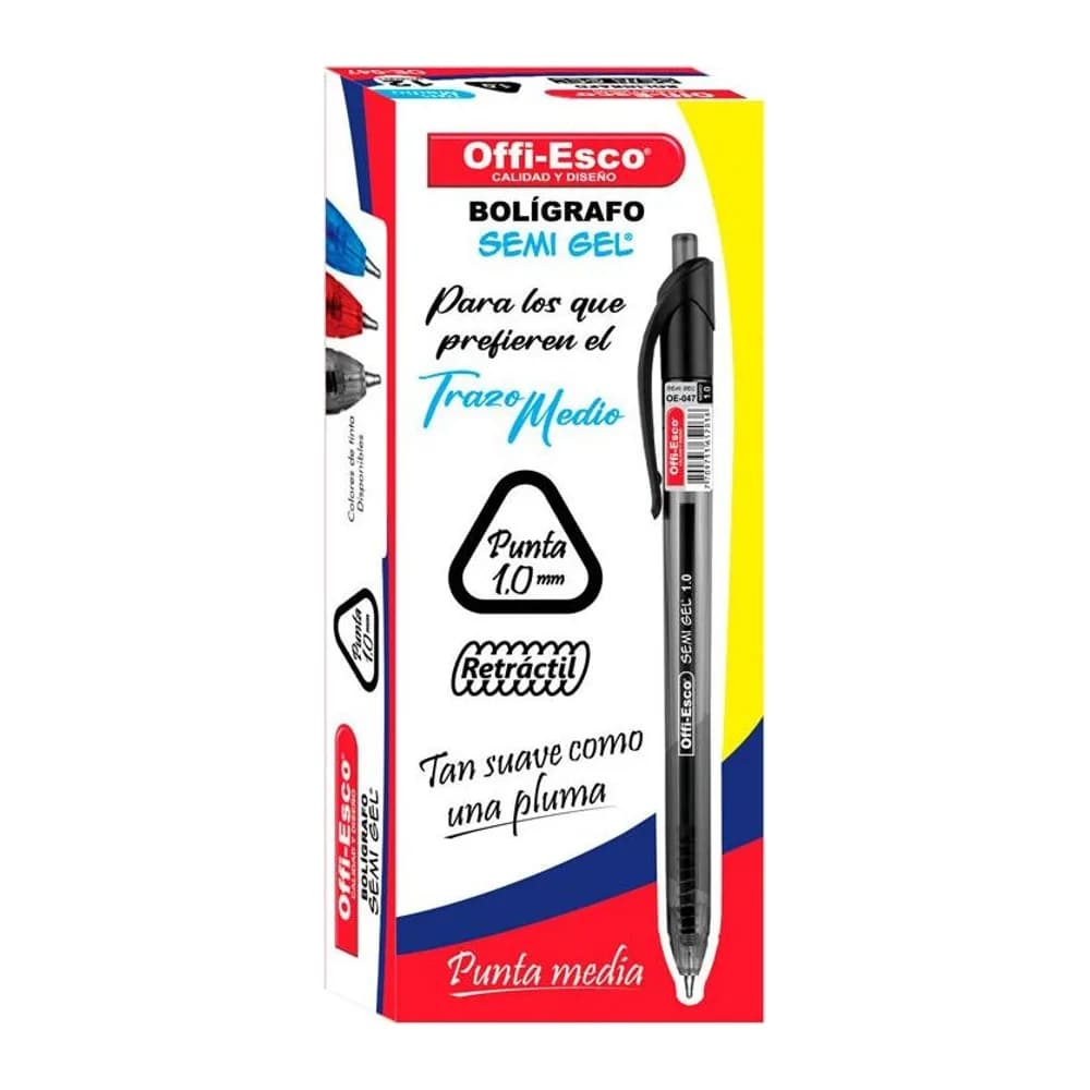 Bolígrafo semi gel 1.0 m retráctil Offi-Esco