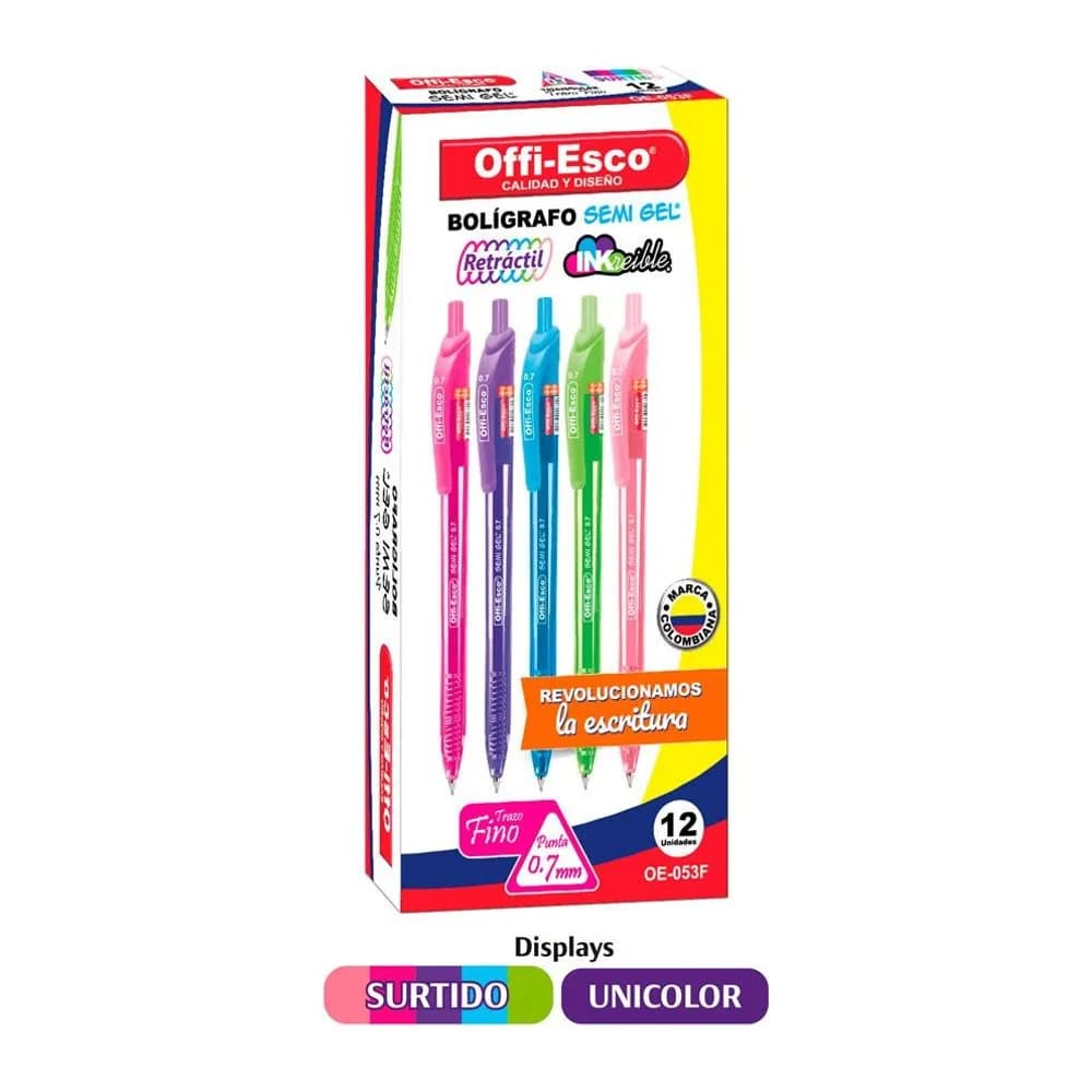 Bolígrafo semi gel 0.7 m retráctil Offi-Esco