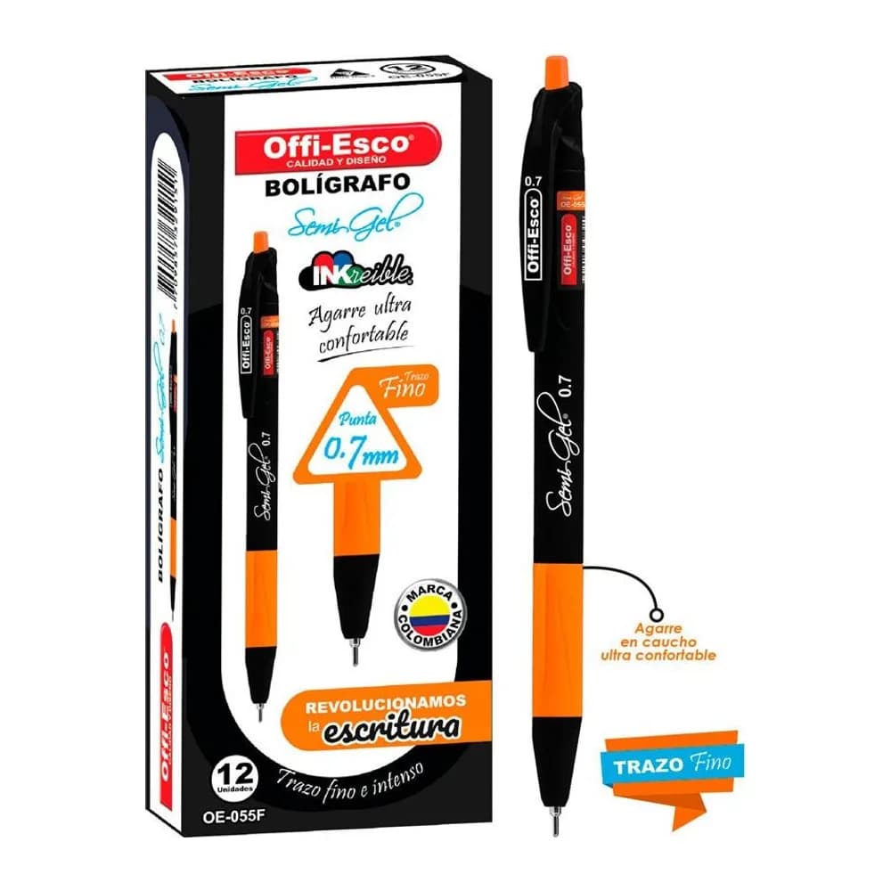 Bolígrafo semi gel 0.7 m retráctil Offi-Esco