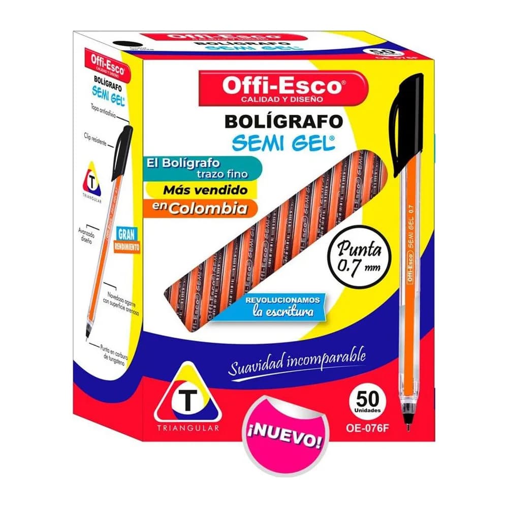 Bolígrafo semi gel 0.7 m Caja x 50 Offi-Esco