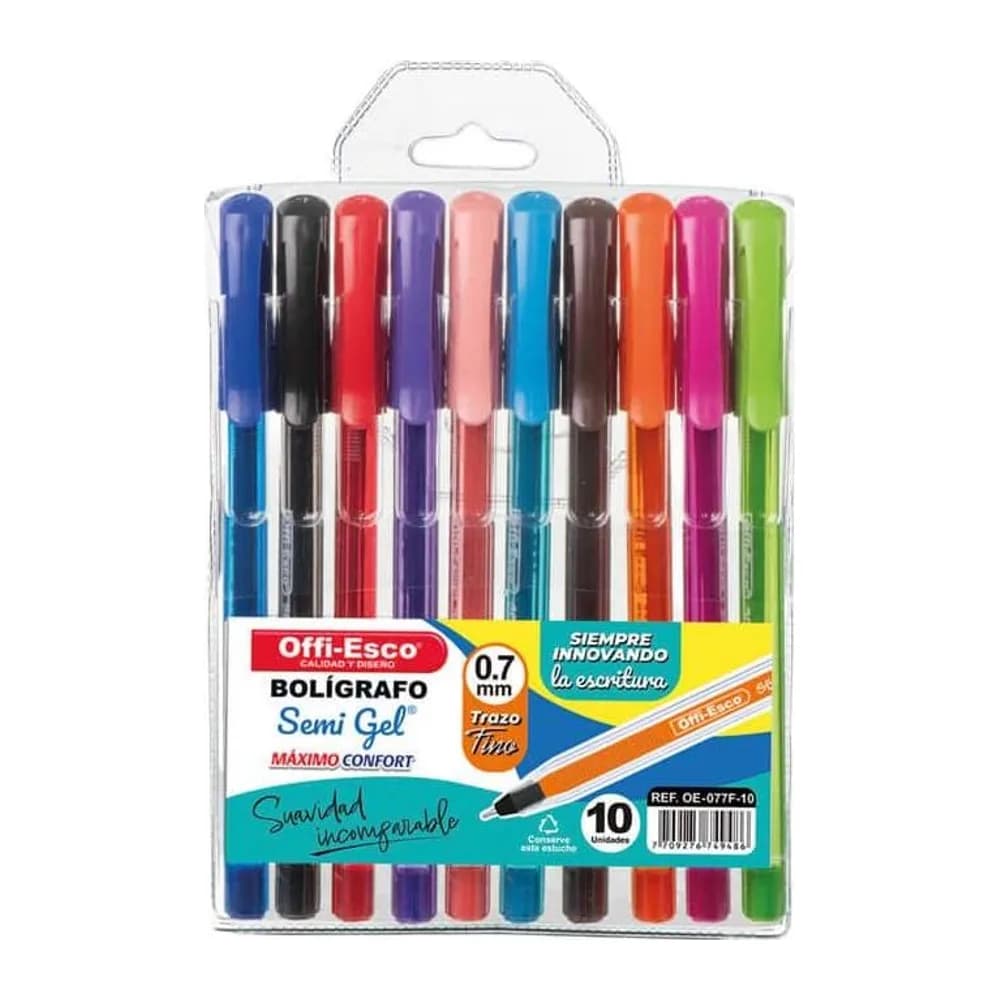 Bolígrafo Semi Gel 0.7 M Cuerpo Triangular OE-077F-10 Offi-Esco