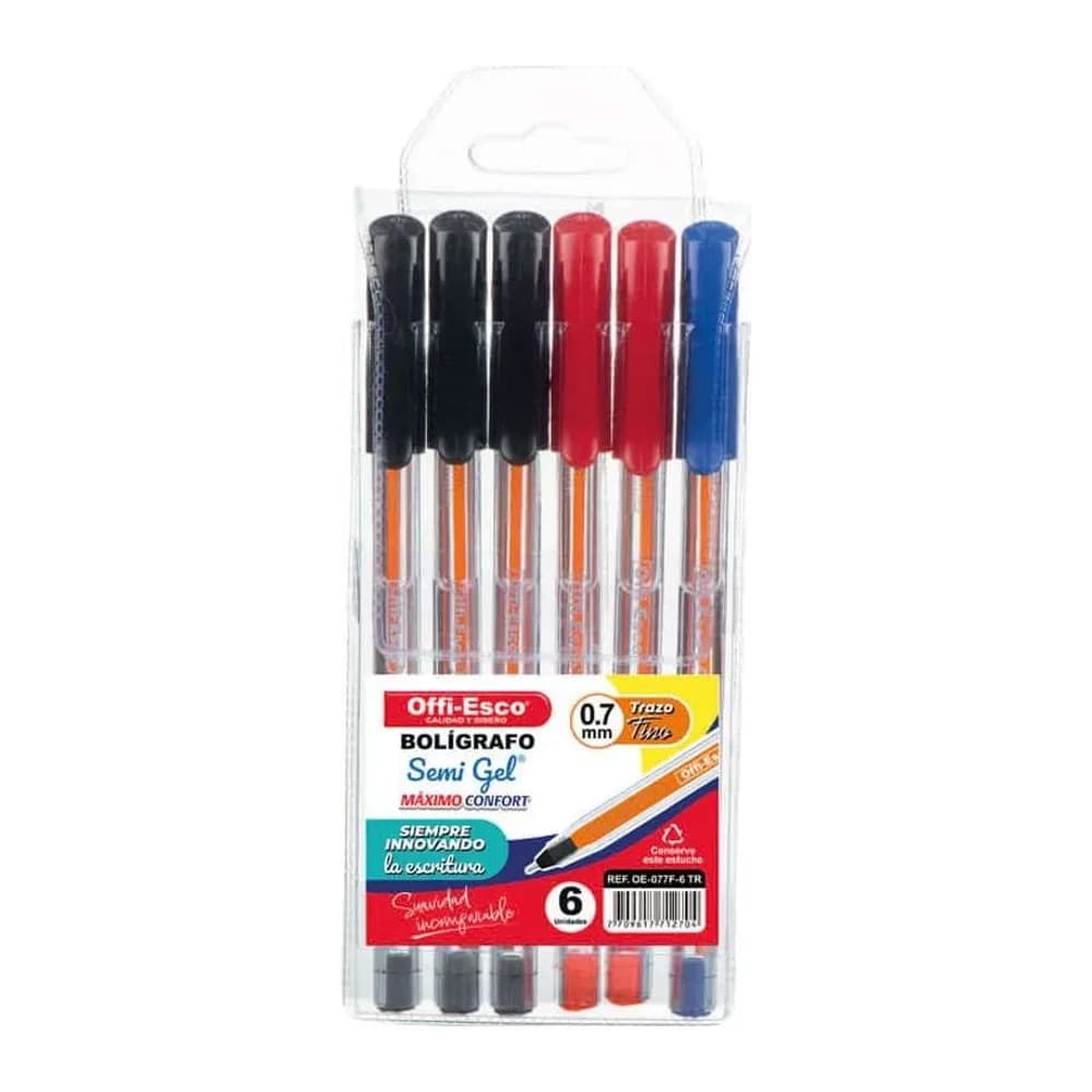 Bolígrafo Semi Gel 0.7 M Cuerpo Triangular OE-077F-6 Offi-Esco