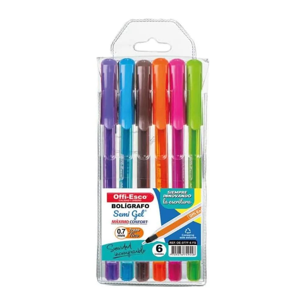 Bolígrafo Semi Gel 0.7 M Cuerpo Triangular OE-077F-6 Offi-Esco