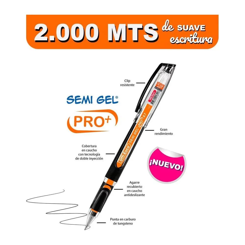 Bolígrafo semi gel Pro+ 0.7 m Offi-Esco