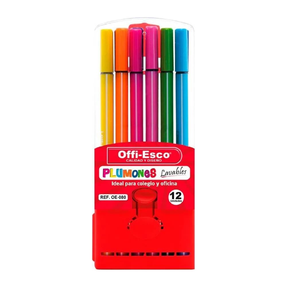 Plumones lavables x 12 Unds. Offi-Esco