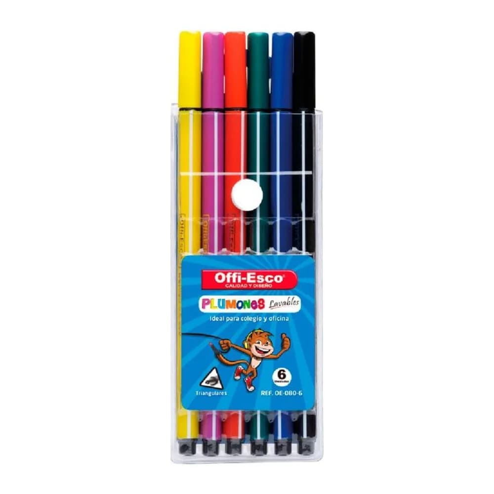 Plumones lavables x 6 Unds. Offi-Esco