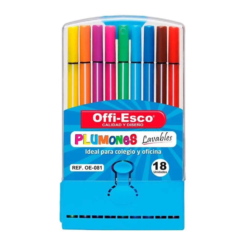 Plumones lavables x 18 Unds. Offi-Esco