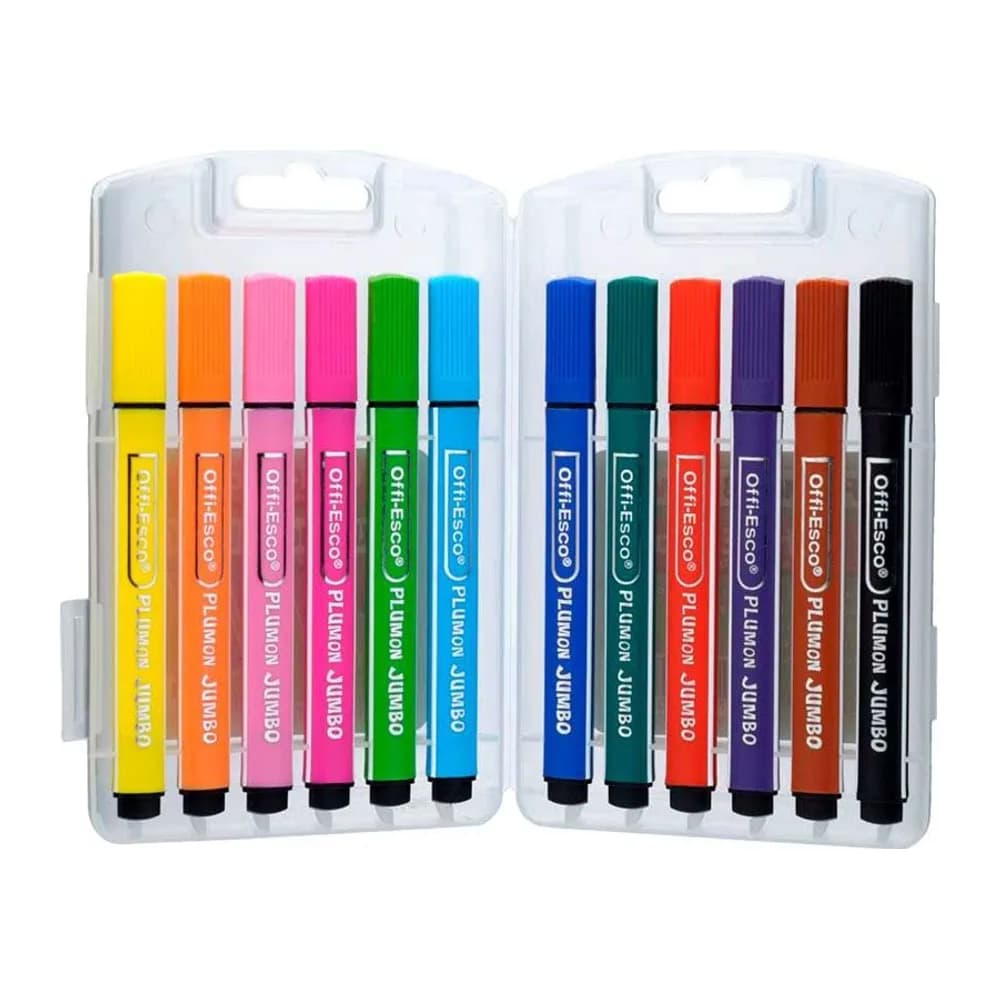 Plumones JUMBO lavables x 12 Unds. Offi-Esco