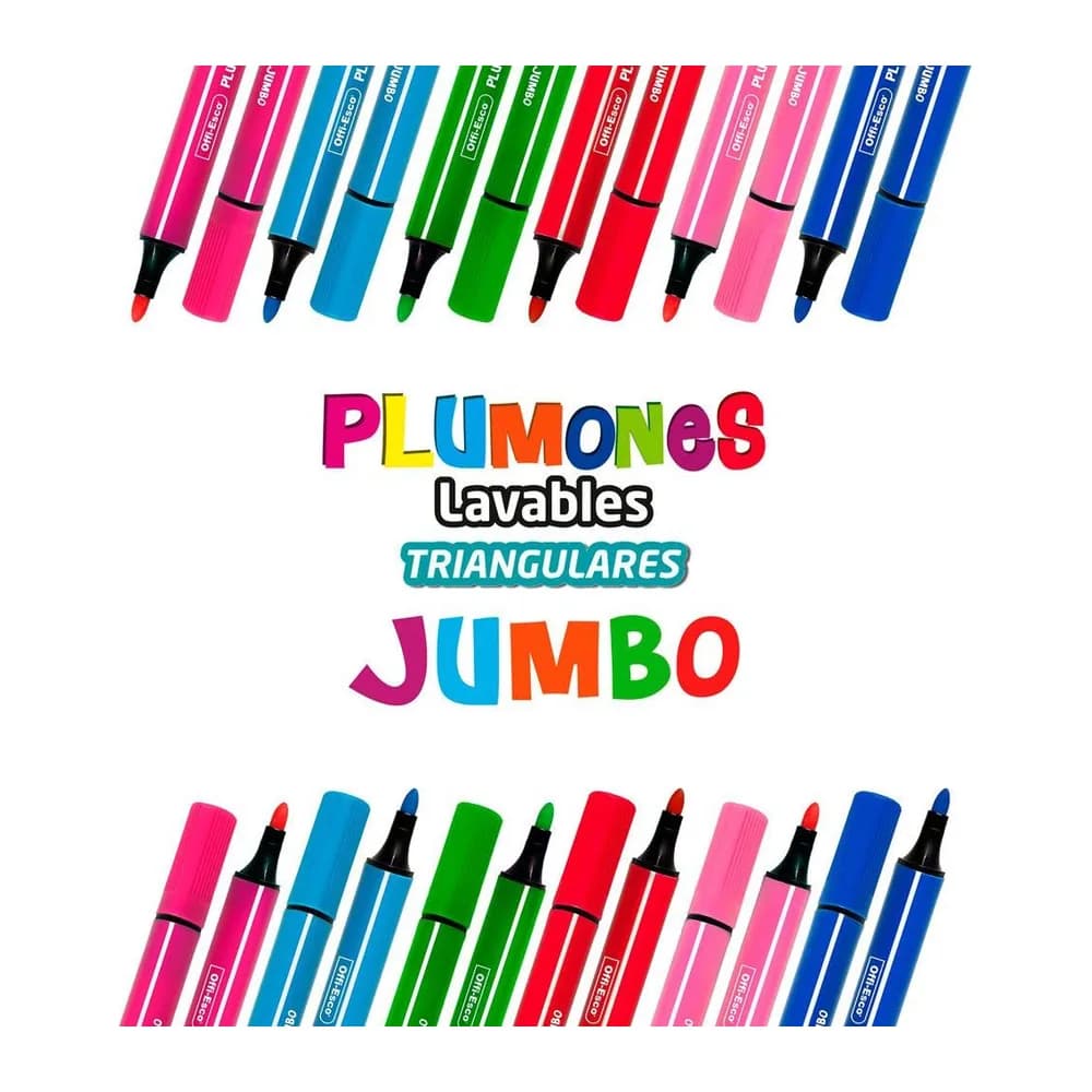 Plumones JUMBO lavables x 12 Unds. Offi-Esco