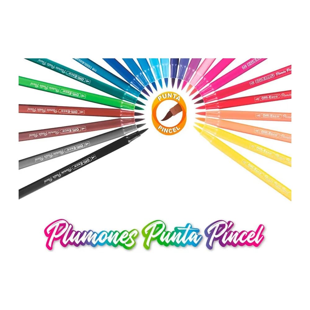 Plumones punta pincel x 12 Unds. Offi-Esco