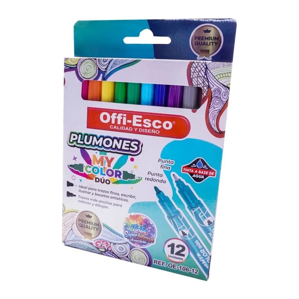 Plumon Doble Punta Color Duo Oe-106-12 Offi-Esco