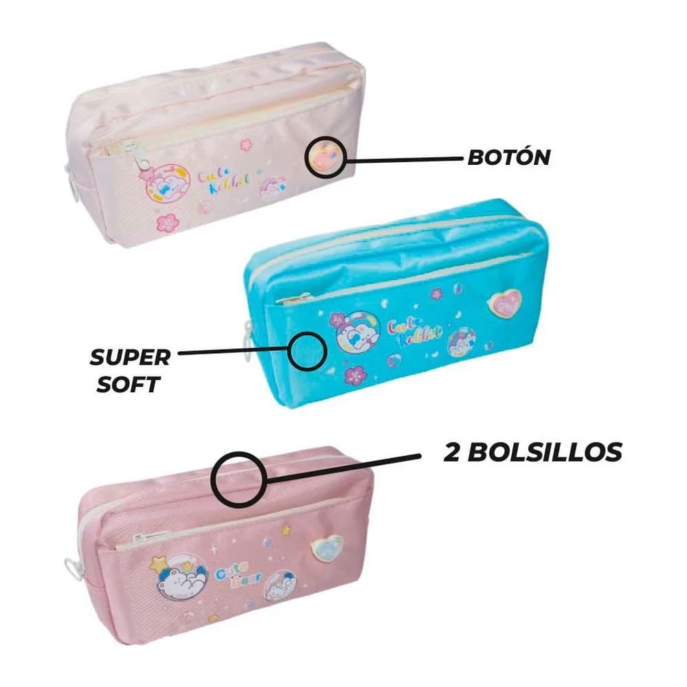 Cartuchera Oe-2275 Cute Rabbit Bear 2B P180 Offi-Esco