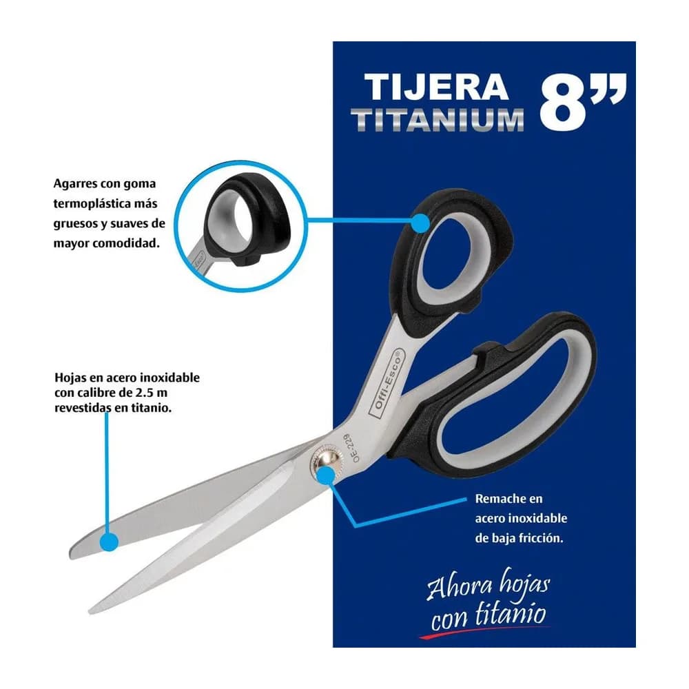 Tijera titanium 8” pulgadas Offi-Esco