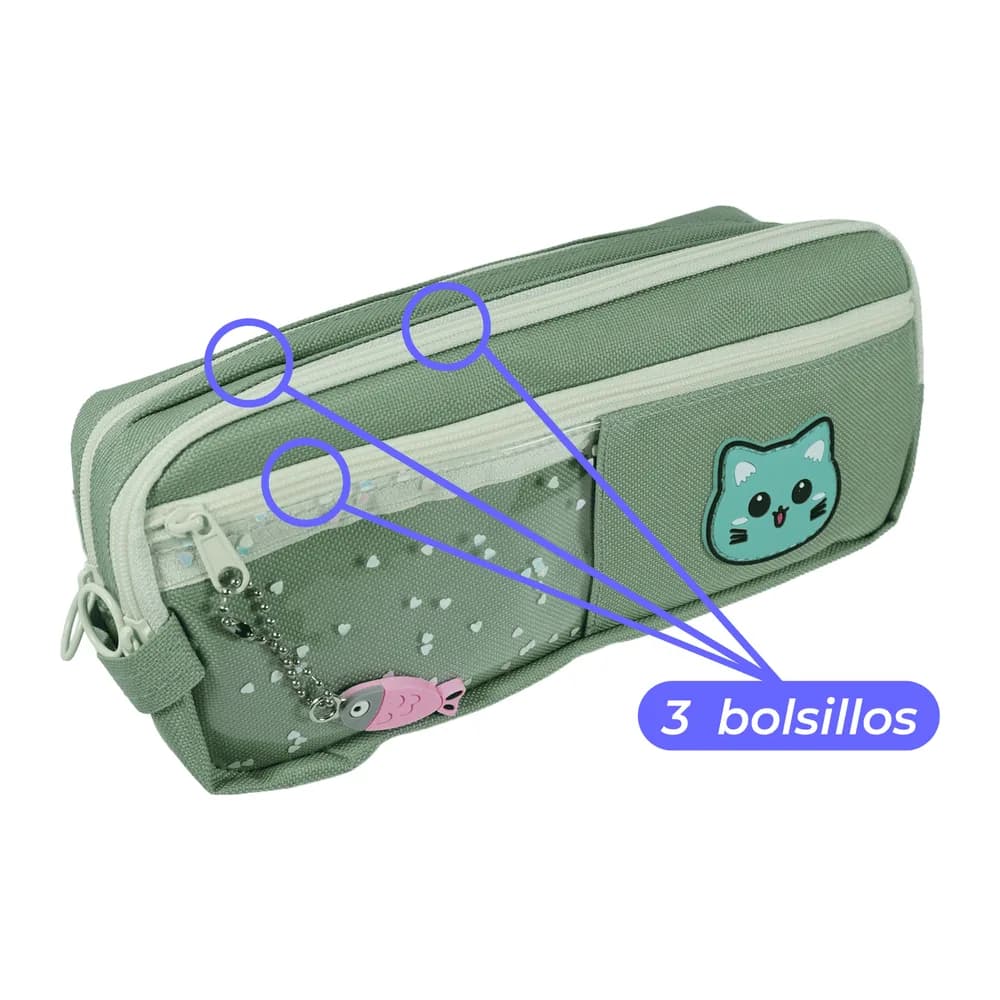 Cartuchera Oe-2346 3B Gatos/Pez Offi-Esco