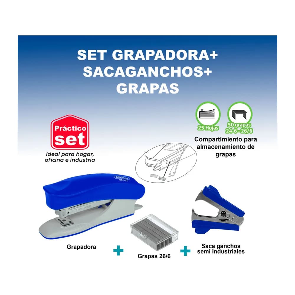 Set Grapadora, Sacaganchos y Ganchos Oe-312 Offi-Esco