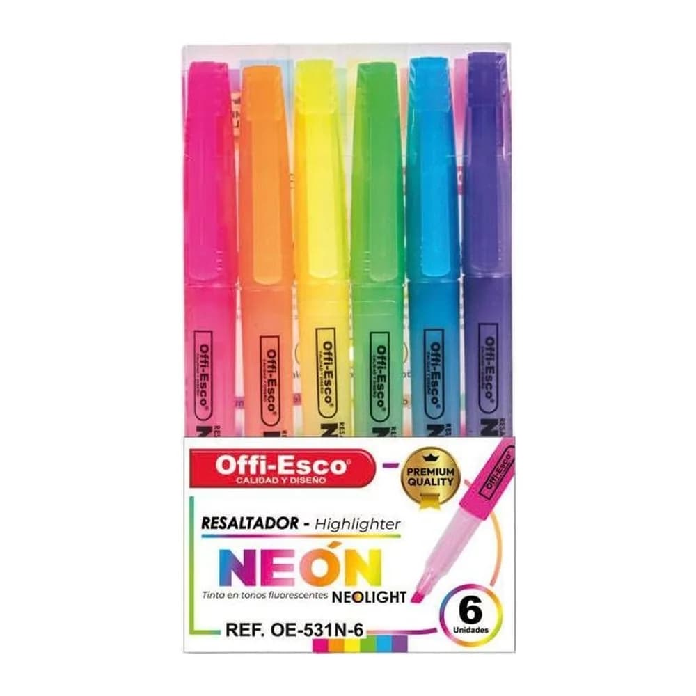 Resaltador neón cuerpo redondo X 6 OE-531N-6 Offi-Esco