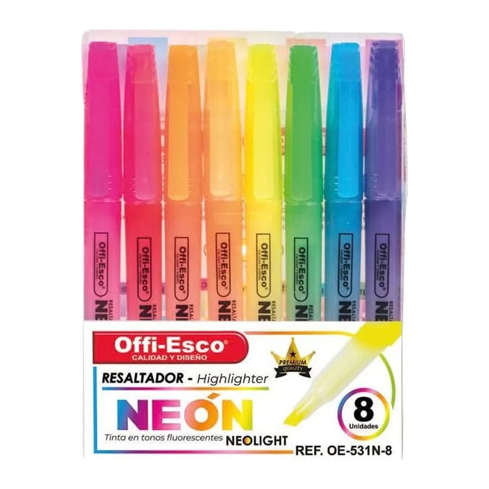 Estuche Resaltadores Neón 8 Unidades OE-531N-8 Offi-Esco