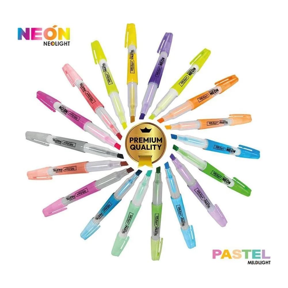 Resaltador neón y pastel cuerpo redondo x 20 und OE-531NP-20 Offi-Esco