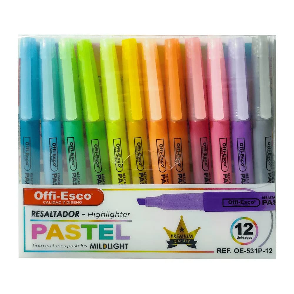 Resaltador pastel cuerpo redondo Estuche X 12 OE-531P-12 Offi-Esco