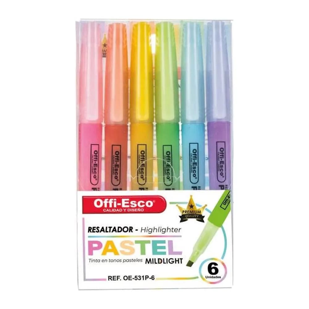 Resaltador Pastel Cuerpo Redondo X 6 OE-531P-6 Offi-Esco