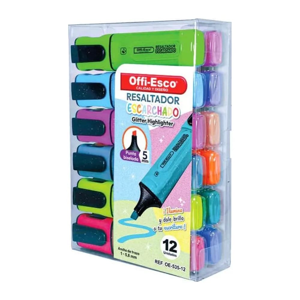 Resaltador Escarchado Cuerpo Plano OE-535-12 Offi-Esco