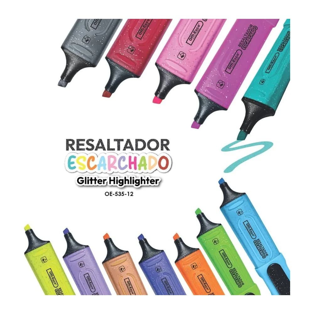 Resaltador Escarchado Cuerpo Plano OE-535-12 Offi-Esco