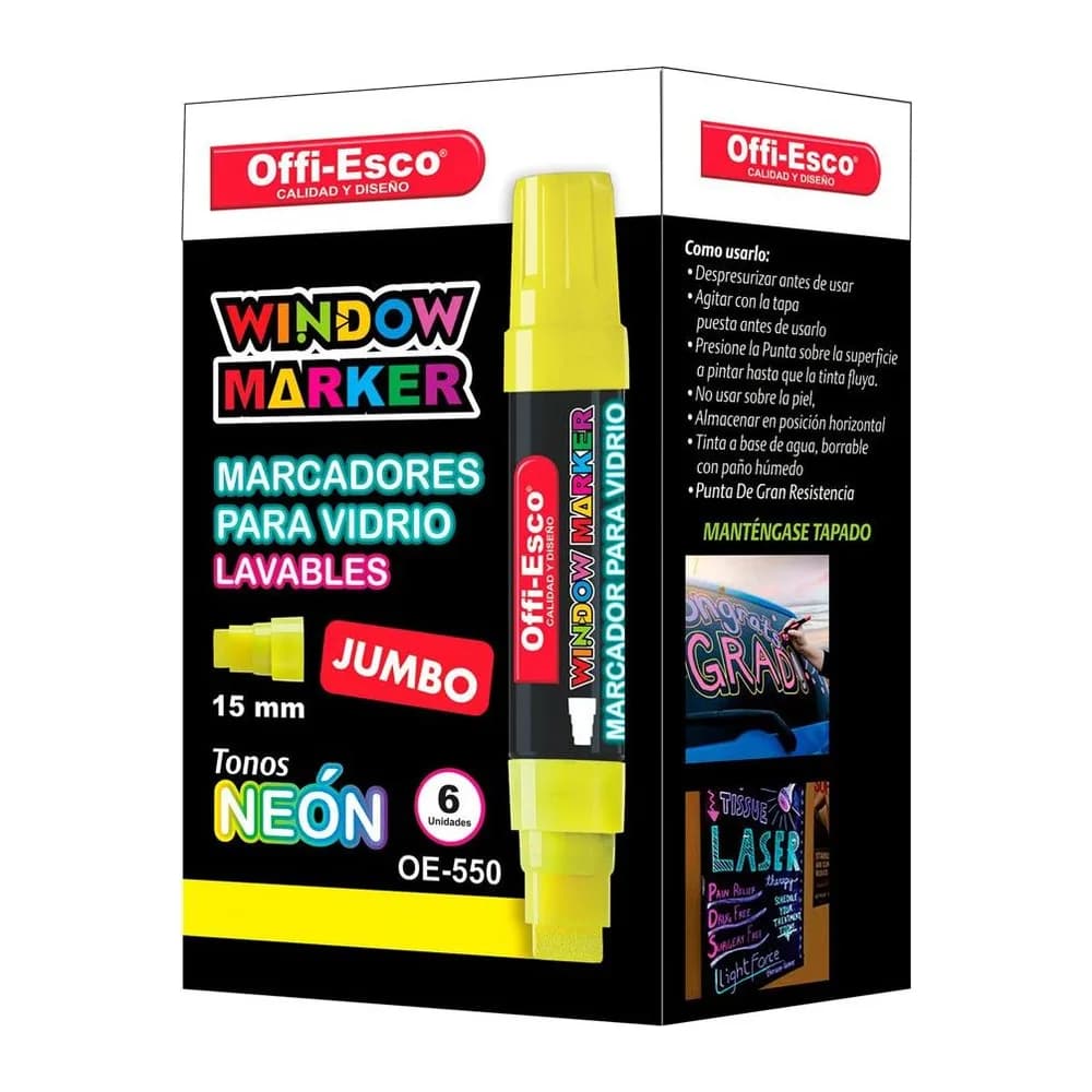 Marcador JUMBO para vidrio lavable Offi-Esco