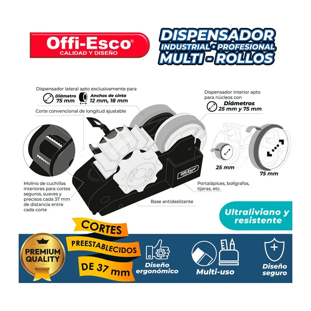 Dispensador Industrial Profesional Multi-Rollos OE-754 Offi-Esco Offi-Esco