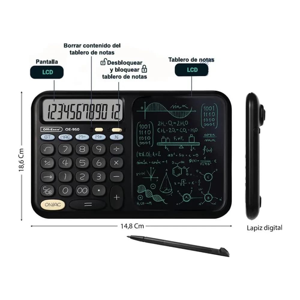 Calculadora Electronica Con Tablero Lcd 12 Digitos Oe-950 Offi-Esco