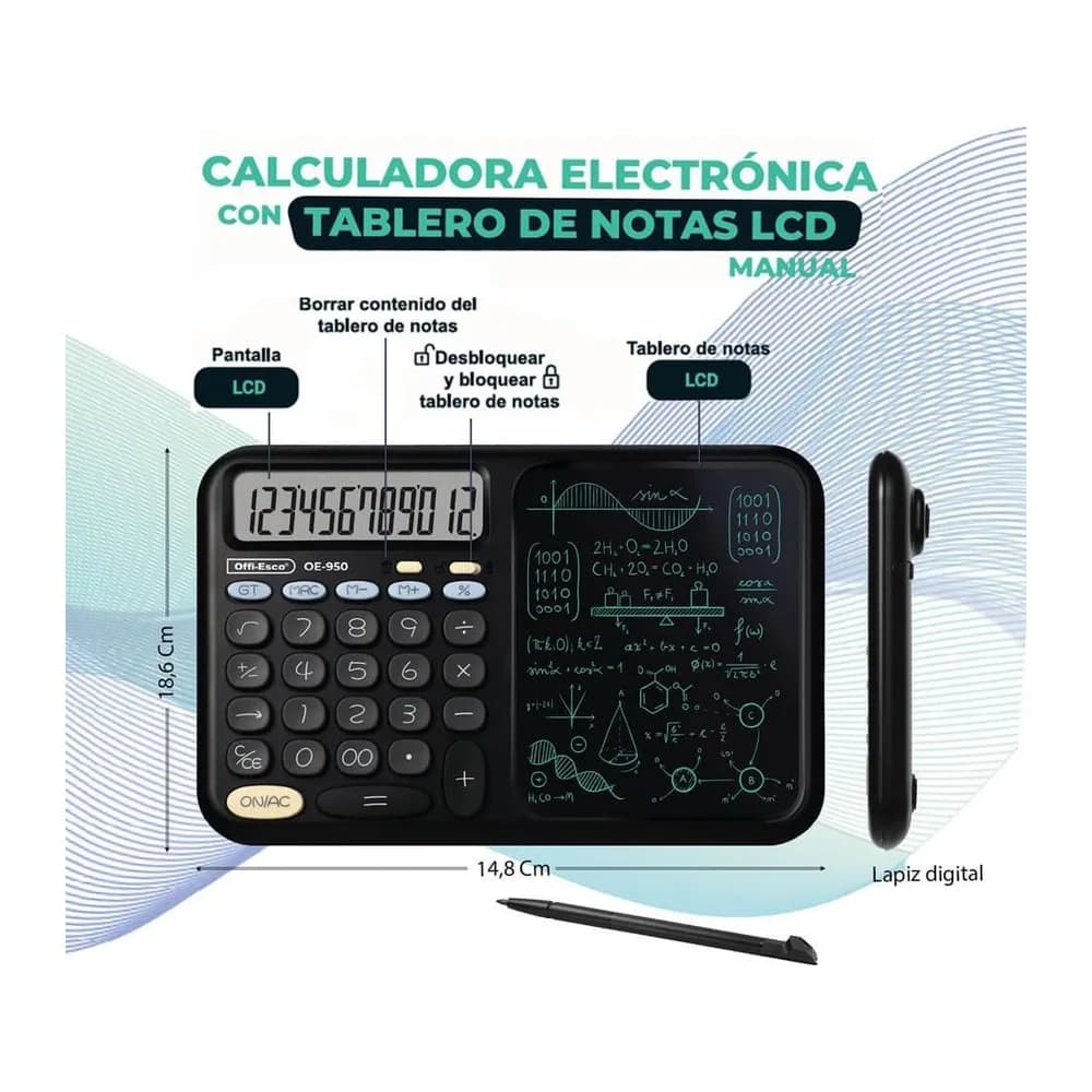 Calculadora Electronica Con Tablero Lcd 12 Digitos Oe-950 Offi-Esco