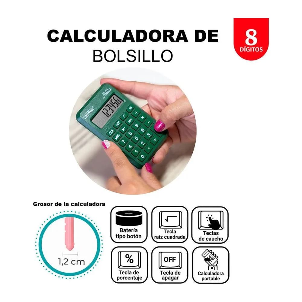 Calculadora de bolsillo 8 dígitos Offi-Esco