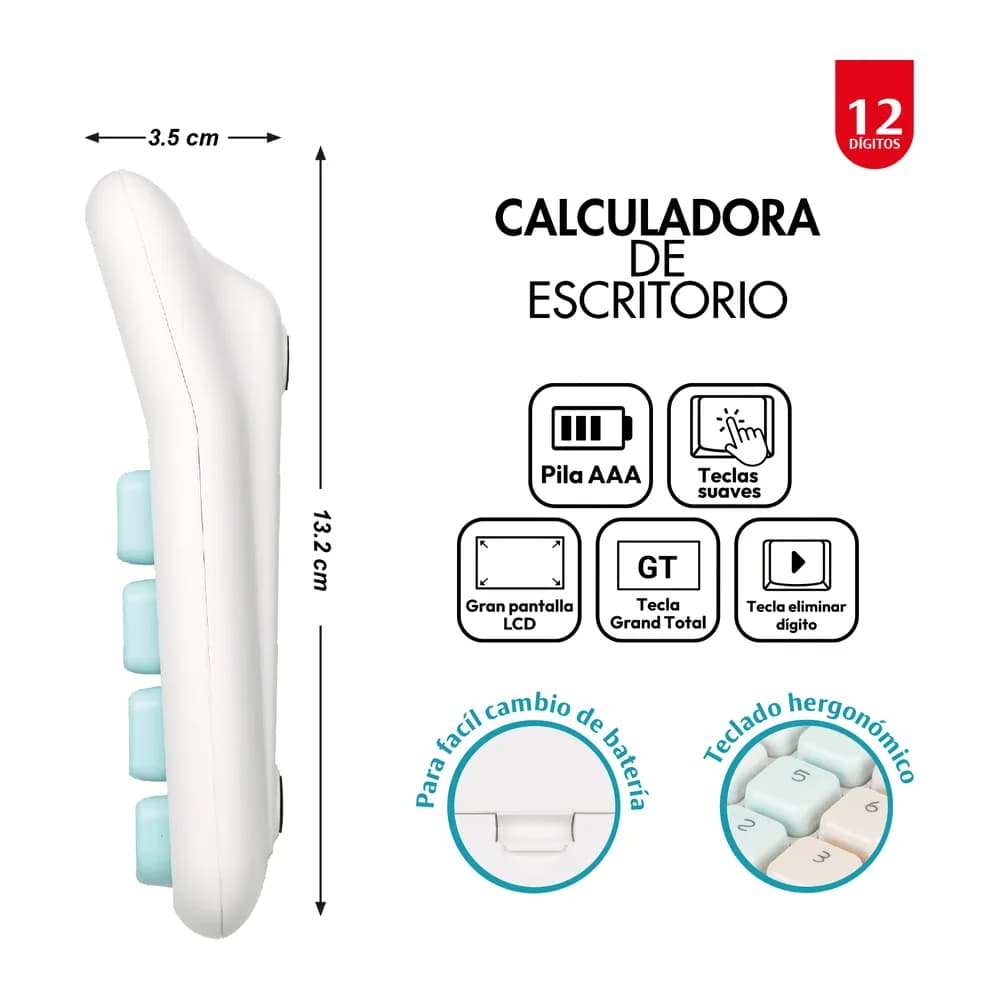 Calculadora electrónica mediana 12 dígitos OE-968 Offi-Esco
