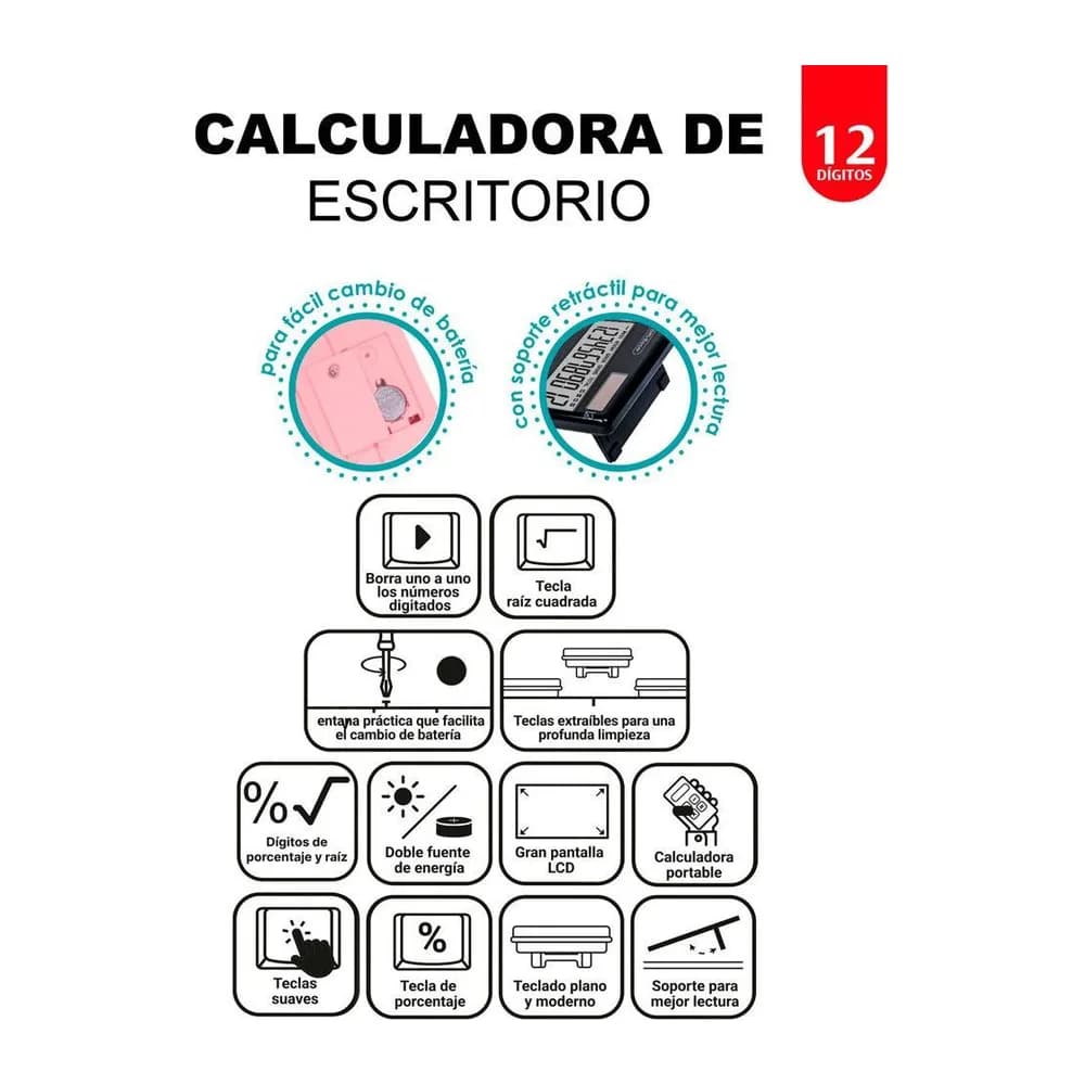 Calculadora electrónica 12 dígitos Offi-Esco