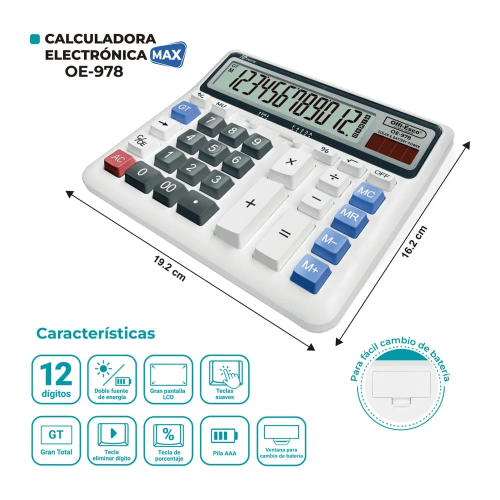 Calculadora Electrónica Max Oe-978 Offi-Esco
