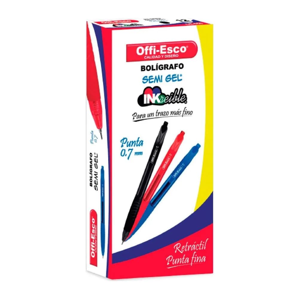 Bolígrafo semi gel 0.7 m retráctil Offi-Esco