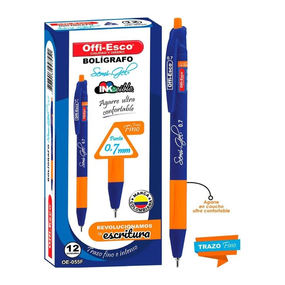 Bolígrafo semi gel 0.7 m retráctil Offi-Esco