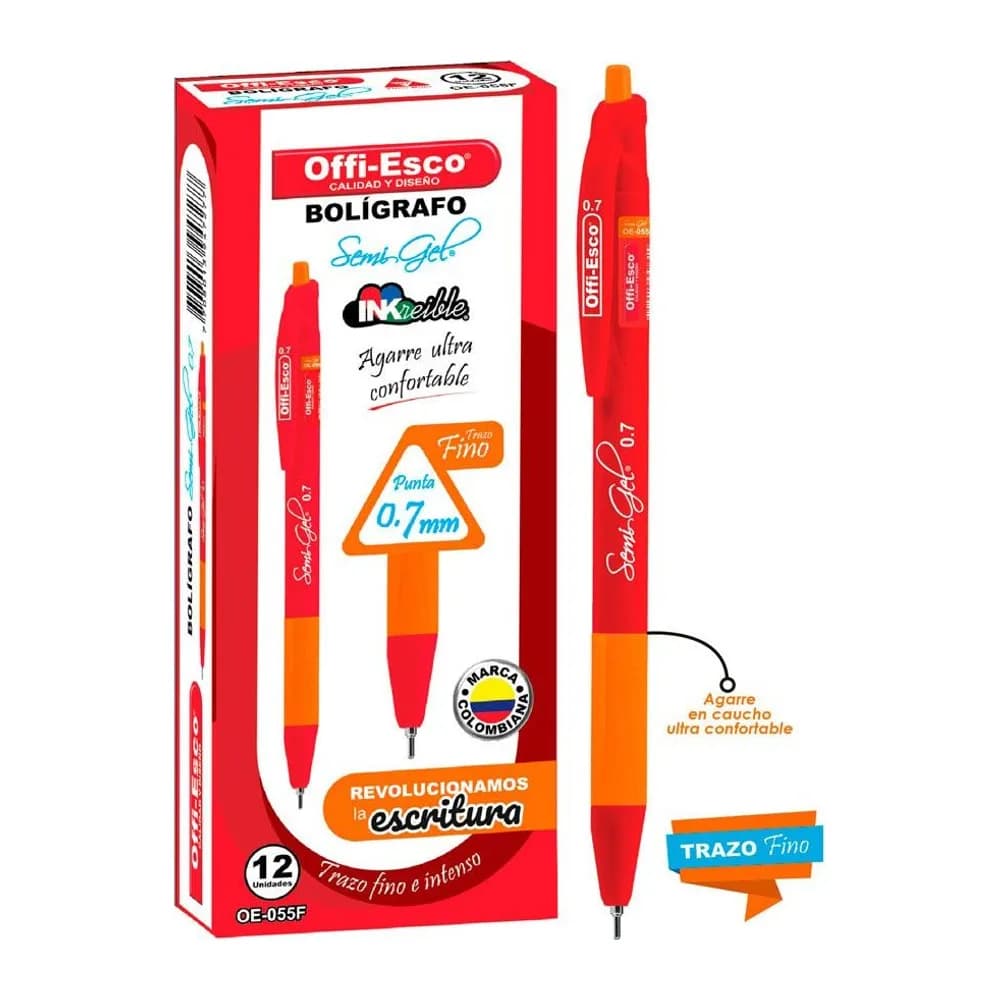 Bolígrafo semi gel 0.7 m retráctil Offi-Esco