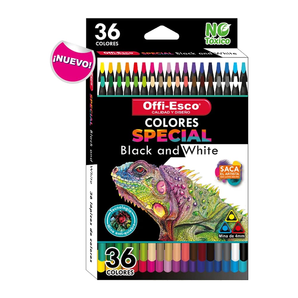 Colores Special Black and White Triangulares x 36 colores OE-133 Offi-Esco