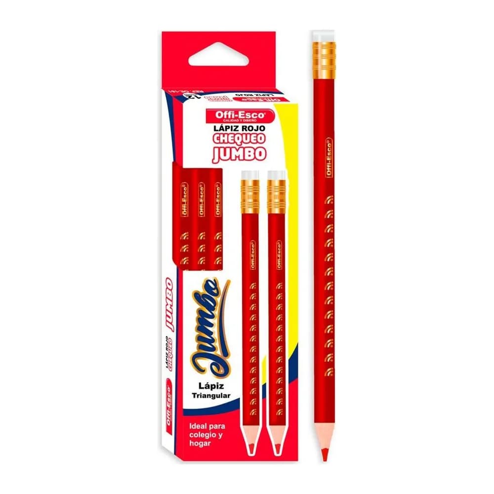 Lápiz rojo chequeo JUMBO triangular Offi-Esco