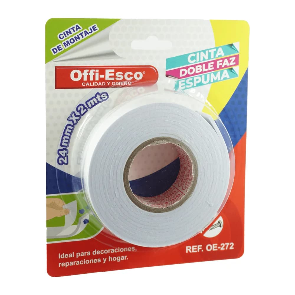 Cinta de Montaje Doble Faz Espuma 24mm x 2m OE-272 Offi-Esco