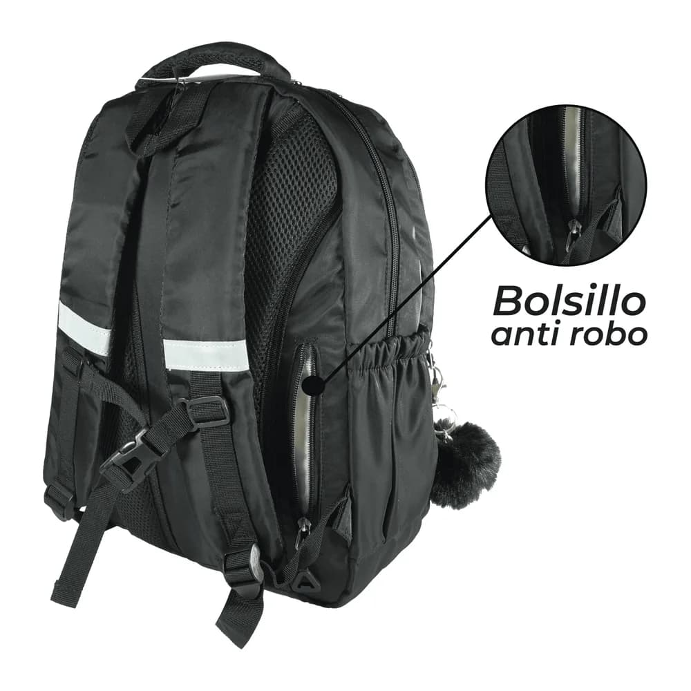 Morral Offi-Esco OE-3140 Negro con Pompom Offi-Esco