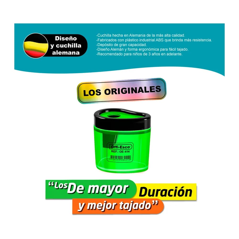 Tajalápiz sencillo translúcido Offi-Esco