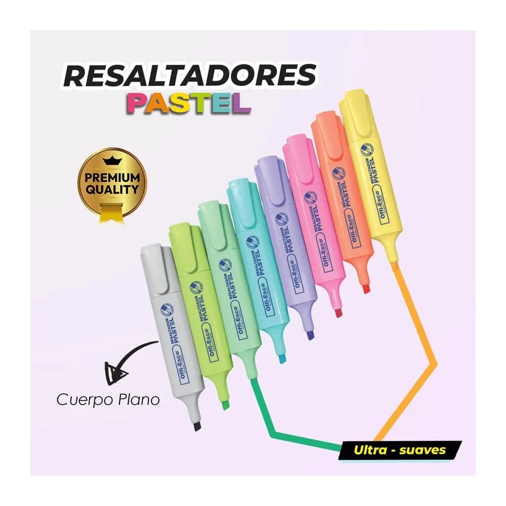 Resaltador pastel cuerpo plano OE-534P Offi-Esco